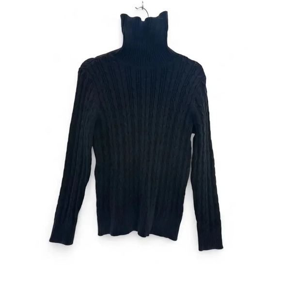 St. John's Bay Women's Long Sleeve Black Classic Cable Sweater Size Large - Picture 6 of 9
